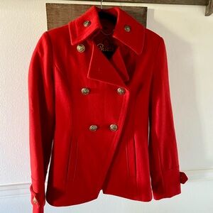GUESS Gorgeous Cherry Red❣️Wool Double Breasted Holiday🎄Jacket Blazer Sz S